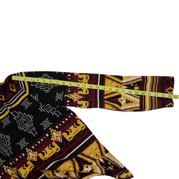 Womens Southwest Cardigan Duster Long 1X Aztec Midnight Velvet Black Maroon Gold - Picture 4 of 5